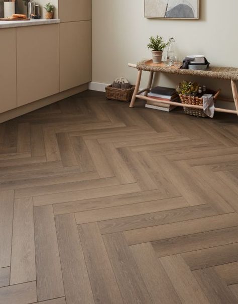 Wood Floors Modern Home, Wood Effect Flooring, Laminate Wood Flooring Herringbone, Wood Look Herringbone Tile Floor, Laminate Floor Living Room, Wood Panel Flooring, Herringbone Wood Flooring, Floor Laminate Ideas, Hering Bone Flooring