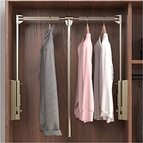 Pull Down Hanging Rod, Pull Out Hanger Wardrobe, Pull Out Hanger, Wardrobe Hangers, Cloth Hanger Stand, Hanger Wardrobe, Save Closet Space, Hangers Clothes, Wardrobe Rail