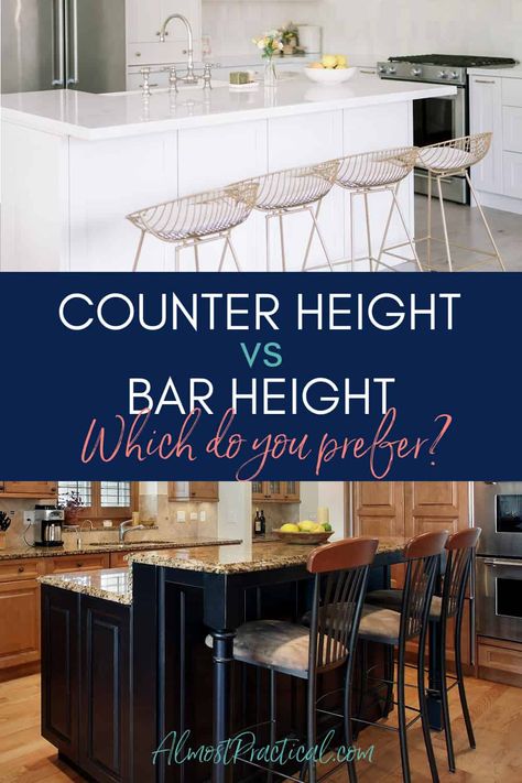 Kitchen Bar Height Counter, Raised Breakfast Bar Kitchen Countertops, Kitchen Island Higher Than Counter, Kitchen Counter Island Ideas, Counter Height Vs Bar Height, High Bar Kitchen Counter, Kitchen Island Taller Than Counter, Multi Height Kitchen Counter, Island Height Table