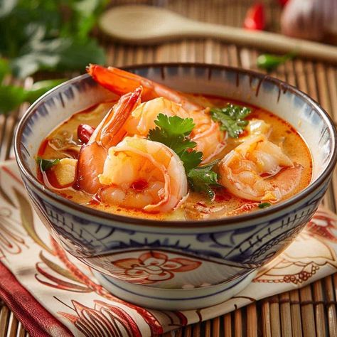 🌿🍜 Craving something bold? Try our Tom Yum Goong! This hot and sour shrimp soup is bursting with flavor and guaranteed to satisfy.#ShrimpSoup #ThaiFlavors Shrimp Soup Recipes, Tom Yum Goong, Spice Tray, Citrus Fish, Thai Spices, Shrimp Soup, Thai Salads, Light Appetizers, Tom Yum