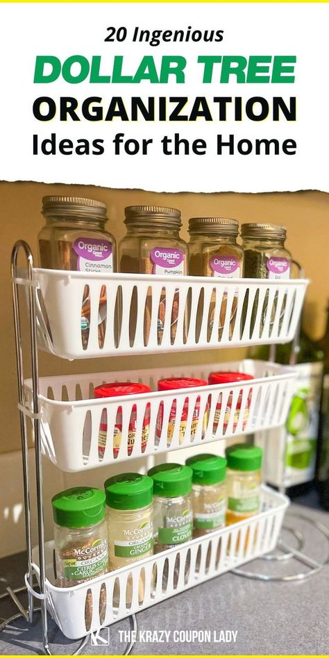 Dollar Store Organization, Dollar Tree Kitchen, Organization Ideas For The Home, Dollar Tree Diy Organization, Dollar Tree Organization, Dollar Store Diy Organization, Garden Rustic, Dollar Tree Hacks, Dollar Store Diy Projects