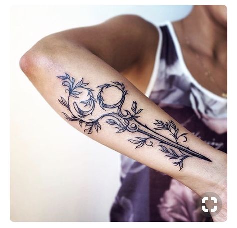 Sissor Tattoo, Cosmetology Tattoos, Shears Tattoo, Hairdresser Tattoos, Rose Vine Tattoos, Hairstylist Tattoos, Sewing Tattoos, Cosmos Tattoo, 42 Tattoo