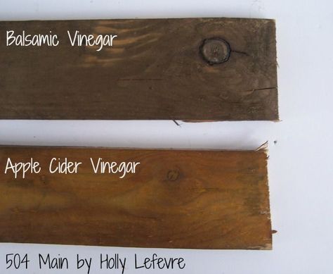 Here is a sample showing the difference between the two vinegar stains. The top is the Balsamic Vinegar and the bottom is the Apple Cider Vinegar. Vinegar Stain, How To Stain Wood, Diy Wood Stain, Stain Wood, Aging Wood, Steel Wool, Annie Sloan, Cider Vinegar, Balsamic Vinegar