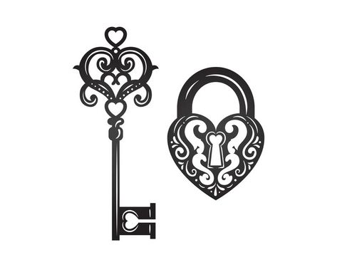 Vintage Key Tattoos, Heart Lock Tattoo, Skeleton Key Tattoo, Lock Tattoo, Wife Tattoo, Key Tattoos, Key Tattoo, Temporary Tattoo Designs, Vintage Keys