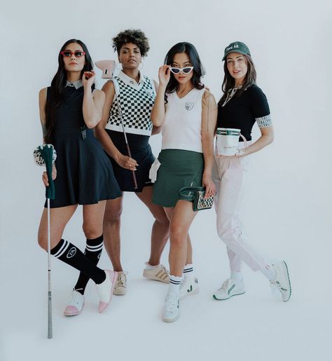 Alternative Golf Outfit, Golf Theme Party Outfit Women, Byrdie Golf Social Wear, Golf Inspired Outfit, Preppy Golf Outfit Women, Golf Party Outfit Women, Golf Theme Party Outfit, Golf Party Outfit, Female Golf Outfits