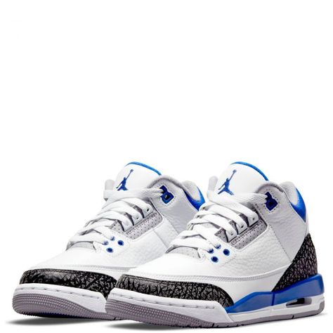 Jordan Retro 3, Sneakers Street, Blue Jordans, Jordan Model, Jordan 3 Retro, Blue Highlights, Black Cement, Air Jordan 12 Retro, Air Jordan 3 Retro