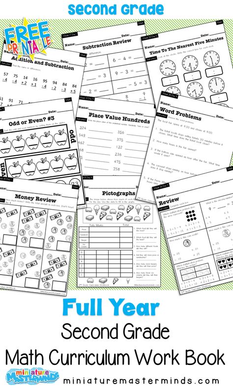 No Prep Second Grade Math Curriculum Full Year ⋆ Miniature Masterminds Homeschool Grade Sheet Printable, Homeschooling 2nd Grade, First Grade Curriculum, Kids Routine, 2nd Grade Activities, Kids Math, 2nd Grade Math Worksheets, Math Workbook, 2nd Grade Worksheets