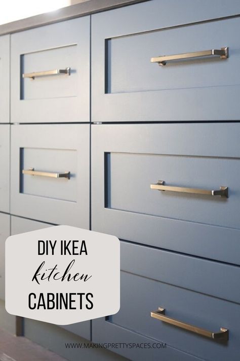 HOW TO MAKE CUSTOM IKEA KITCHEN CABINETS Ikea Dresser Hack Kitchen, Ikea Navy Cabinets, Ikea Kitchen Painted Cabinets, Kitchen Cabinet Fronts Diy, Ikea Replacement Cabinet Doors, Sektion Cabinets Hack Kitchen, Ikea Kitchen Cost, Ikea Kitchen Cabinets 2023, Kitchen Diy Cabinets Ikea Hacks