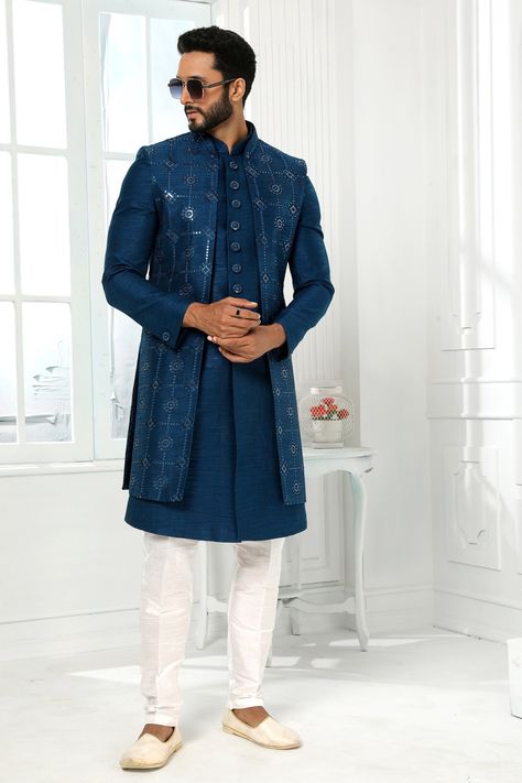 Excited to share the latest addition to my #etsy shop: Royal Blue Party Wear Silk Groom Sherwani Plus size Sherwani For Groom Wedding Sherwani Sequence jodhpuri Mens Suit Handcrafted Design https://etsy.me/3L3DPFT #blue #check #victorian #slim #weddingsherwani #groomsh Jodhpuri Mens, Sherwani For Groom Wedding, Royal Blue Party, Sherwani For Groom, Indo Western For Men, Quilted Long Jacket, Silk Churidar, Groom Sherwani, Sherwani Groom