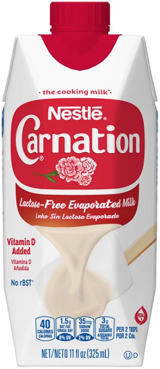 Lactose-Free Evaporated Milk | NESTLÉ® CARNATION® Dairy Free Evaporated Milk, Evaporated Milk Substitute, Decadent Recipes, Carnation Milk, Sweet Savory Recipes, Lactose Free Milk, Creamy Mac And Cheese, Rich Desserts, Milk Carton