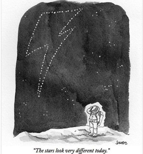 "The stars look very different today" - David Bowie Tribute - Imgur Bowie Space Oddity, David Bowie Space Oddity, David Bowie Tribute, Bowie Starman, Daily Cartoon, Space Oddity, New Yorker Cartoons, Major Tom, Ziggy Stardust