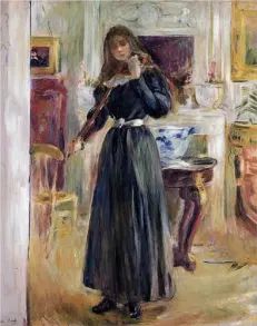 Morisot -julie-playing-a-violin Julie Manet, Playing A Violin, French Impressionist Painters, Édouard Manet, Berthe Morisot, Mary Cassatt, Edouard Manet, Camille Pissarro, Pierre Auguste Renoir