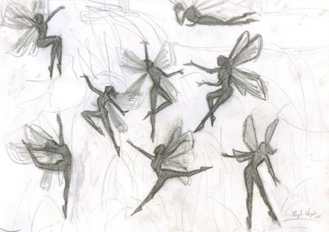 fairy silhouettes Faerie Poses Drawing, Faries Drawings Sketches, Fairy Drawing Reference, Fairy Art Drawing Sketches Beautiful, Fairies Silhouette, Burdge Bug, Dancing Fairy, Fairy Sketch, Fairies Flying