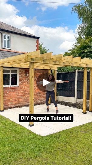 1.6K reactions · 34 shares | ad DIY pergola tutorial! Everything you need to know to replicate our bespoke pergola design 🙌  This is a “Part 1” because I am going to be painting the pergola in @makeitrustoleum Garden Paint in Antracite. I used Rust-Oleum’s garden paints on our garage last year and was mega impressed with the coverage and durability.  I’ll also be using their Garden Paint in Siena (a beautiful terracotta) to upcycle our garden furniture. Finally I’ll be adding wood slats to the back and side of the pergola, and all along our flower bed.   Here’s everything we did to build our pergola, the products we used and the quantities of wood:  ❤️ I ordered 6 x treated timber fence posts (100 x 100 x 2400mm) for the pergola posts and 13 x C24 treated timber (45 x 195 x 3600mm) for th Diy Pergola Cheap How To Build, How To Build A Pergola, Ombra Pergola, Timber Fence, Grill Patio, Loft Railing, Diy Pergola Kits, Pergola Diy, Timber Fencing