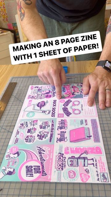 6 Page Zine, Mini Zine Template, Mini Magazine Design, Zine Format Ideas, Zine Making Ideas, Procreate Zine Template, Illustration Project Ideas, Wedding Zine Ideas, Art Zine Layout Design