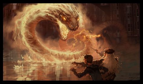 Fire Serpent, Serpent Art, Fire Snake, Creature Concept Art, Everything Is Awesome, Egyptian Gods, Harry Potter Universal, Creature Concept, A Fire