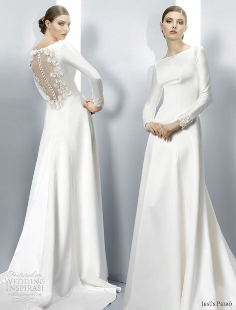 jesus peiro 2013 long sleeve gown twilight wedding dress illusion back -- Jesús Peiró Wedding Dresses 2013 | Wedding Inspirasi #wedding #weddings #bridal #weddingdress #weddingdresses #bride #fashion  ~ Twilight Wedding Dresses, Bateau Wedding Dress, Wedding Dress Illusion Back, Bella Wedding Dress, Twilight Wedding, Wedding Dress 2013, 2013 Wedding, Jesus Peiro, Satin Bridal Gowns