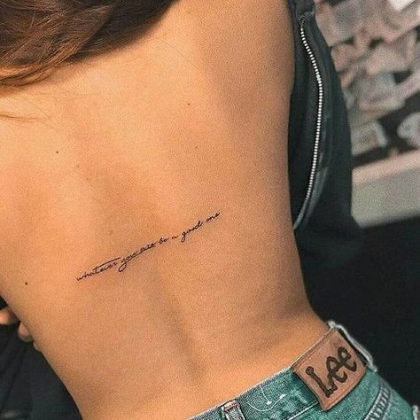 ‘Whatever you are, be a good one’ Cute Back Tattoos, Discreet Tattoos For Women, Back Tattoo Quotes, Tattoos For Females, Small Back Tattoos, Cool Back Tattoos, Cage Tattoos, Girl Back Tattoos, Ribcage Tattoo