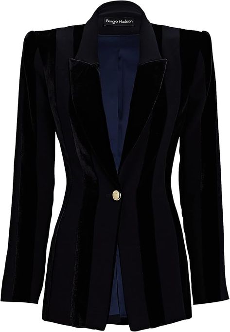 Amazon.com: Sergio Hudson, Single Breast Multi Seamed Blazer : Luxury Stores Sergio Hudson, Single Breasted Blazer, Navy Blue Blazer, Single Breasted Jacket, Closet Fashion, Breasted Blazer, Casual Dinner Outfit, Luxury Store, Luxury Clothing