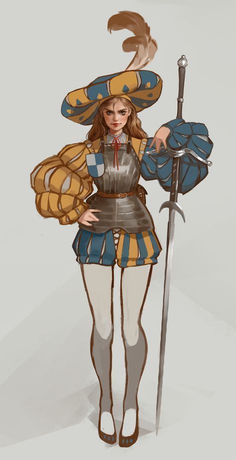 ArtStation - Landsknecht mercenary Medieval Jester Character Design, Bard Oc Art, Female Jester Character Design, Medieval Knight Aesthetic, Dnd Royalty, Dnd Heist, Dnd Bard Character Design, Jester Medieval, Jester Dnd