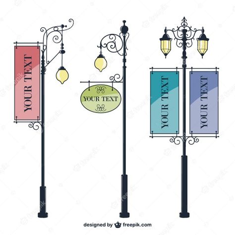 Street Lamp Post, Victorian Street, Signs And Symbols, City Sign, Tools List, Sandwich Board, Lantern Design, Street Lamp, Architecture Old