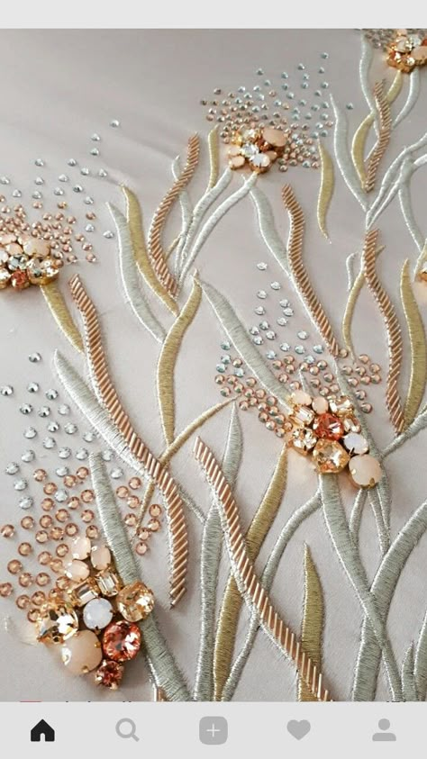 Tambour Beading, Haute Couture Embroidery, Gold Work Embroidery, Tambour Embroidery, Motifs Perler, Bead Embroidery Tutorial, Bead Sewing, Couture Embroidery, Bead Embroidery Patterns