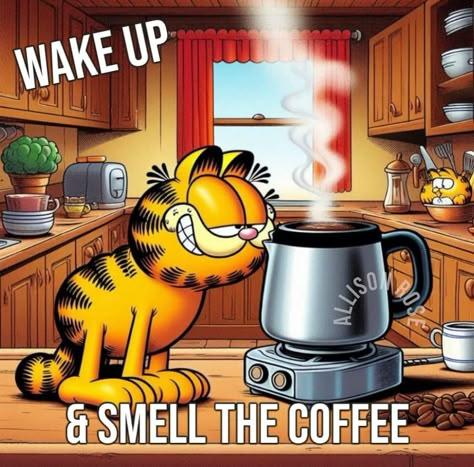 Spanish Good Morning, Cute Garfield, Kaffe Humor, Coffee Cartoons, Snoopy Good Night, Coffee Monster, Ginger Ale Recipe, Morning With Coffee, Garfield Pictures