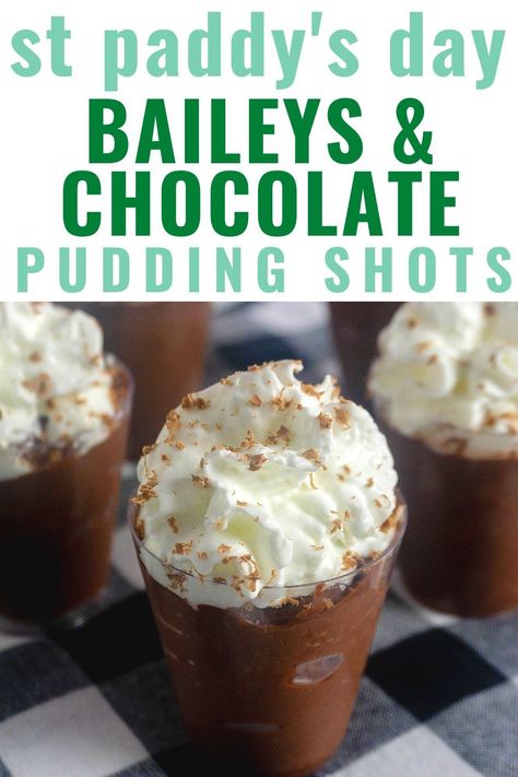 Two great tastes mixed together are Baileys Irish Cream and chocolate. And when you combine them to make a pudding shot, you've got a little bit of heaven. These delightful boozy pudding cups are party pleasers and are perfect to make for a crowd anytime, but they are especially popular for St. Patrick's Day parties. Chocolate Pudding Shots Alcoholic, Pudding Shots With Baileys, Strawberries And Cream Baileys, Shots With Baileys, Boozy Chocolate Pudding, Baileys Pudding Shots, Strawberry Baileys, Boozy Candy, Pharmacy Party