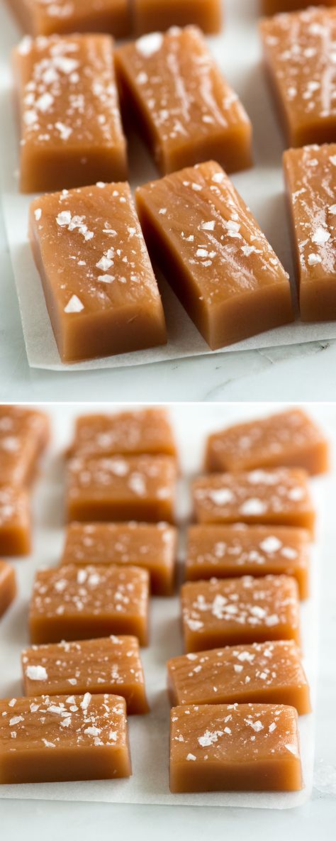 These salted caramels are soft, chewy and perfectly melt away in your mouth. Our salted caramels recipe is easy-to-follow and has step-by-step photographs to make this extra easy. From inspiredtaste.net | @inspiredtaste Pies Chocolate, Resep Vegan, Caramels Recipe, Salted Caramel Recipes, Chocolate Tarts, Plating Food, Presentation Food, Lemon Tarts, Salted Caramels