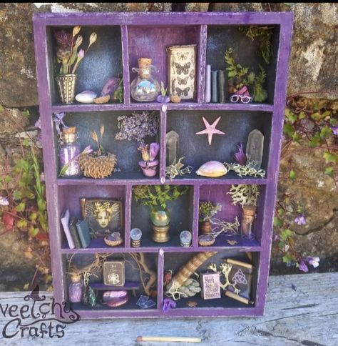 Miniature Display Ideas, Apocathery Cabinet, Room Box Miniatures, Witch Room, Haunted Dollhouse, Miniature Display, Diy Doll Miniatures, Halloween Miniatures, Shadow Box Art