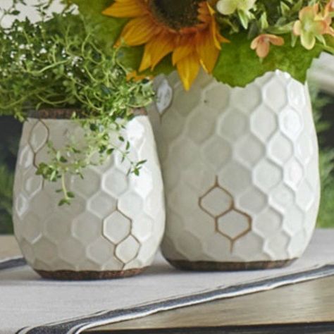 Ceramic Honeycomb Vase bumblebee honeybee bee beehive honey pot flower plant farmhouse antique vintage decor magnolia house Classy Bee Decor, Honeycomb Home Decor, Bee Farmhouse Decor, Honeycomb Kitchen Decor, Bee Theme Kitchen Decor, Bee Kitchen Decor Ideas, Bee Themed Bedroom, Bee Bedroom Theme, Bee Office Decor