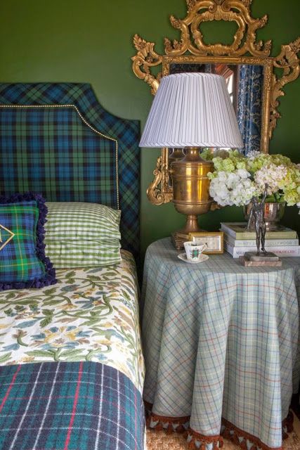 Tartan Furniture, Dramatic Headboard, Scottish Interiors, Tartan Decor, Scottish Decor, Highland Fling, Campbell Tartan, Scottish Style, Scottish Homes