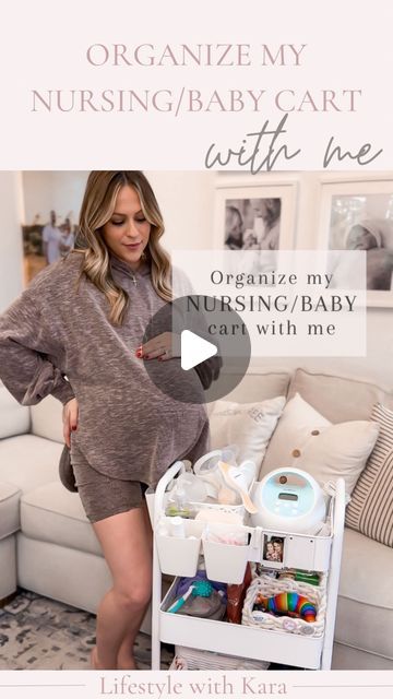 Kara Bruchal on Instagram: "Organize my nursing/baby cart with me at 38 weeks pregnant as a 3rd time mama! I’m keeping care minimum in my cart I’ve done this before so this is pretty much the setup i did last time! I do have a little zip pouch with some baby essentials like booger sucker, sucker bulb and more pacifiers. ✨Comment “ncart38” for a direct link sent to your dm to my cart & bins! *keep in mind I review pumps so I typically keep more of a variety in my cart it’s definitely not needed!* One thing I did do different this time around since I have to very active toddlers and one being a 1 year old, was to add a fun basket of little toys but also let them explore the cart a little bit, I find it better to show them they can be helpful when it comes to new sibling! Also these cute ma Under Bassinet Organization, Nursery Cart Organizer Ideas, Bedside Nursing Cart, Pumping Station Cart, Nursery Caddy Cart, Nursing Cart Ideas, Nursing Caddy Cart, Cart For Baby Supplies, Nursery Utility Cart Organization