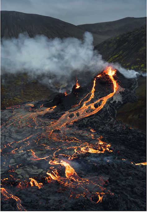 #iceland #volcano #travel #nature #vacations Iceland Geology, Volcano Aesthetic, Icelandic Volcano, Iceland Lava, Nature Vacations, Island Kingdom, Volcano Pictures, Iceland Volcano, Volcanic Mountains