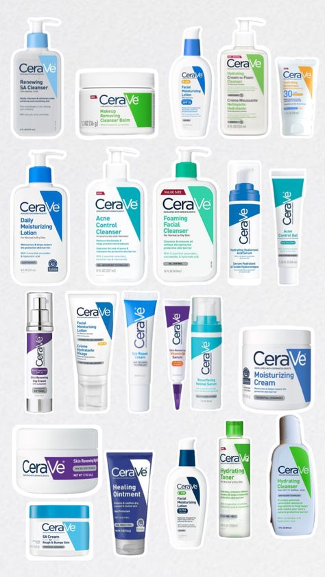 Cerave Cerave Skincare Collection, Protector Solar Cerave, All Cerave Products, Creavea Skin Care, Cerave Skin Care Routine, Cerave Aestethic, Skin Care Routine Cerave, Cerave Skincare Routine, Skincare Cerave