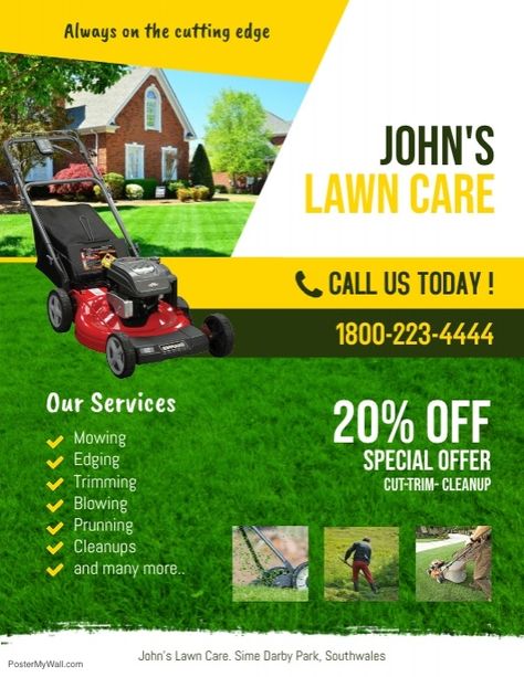 Lawn Service Flyer Template Lawn Service, Lawn Maintenance, Flower Bed, Lawn Care, Flyer Template, Garden Ideas, Landscaping, Lawn, Social Media