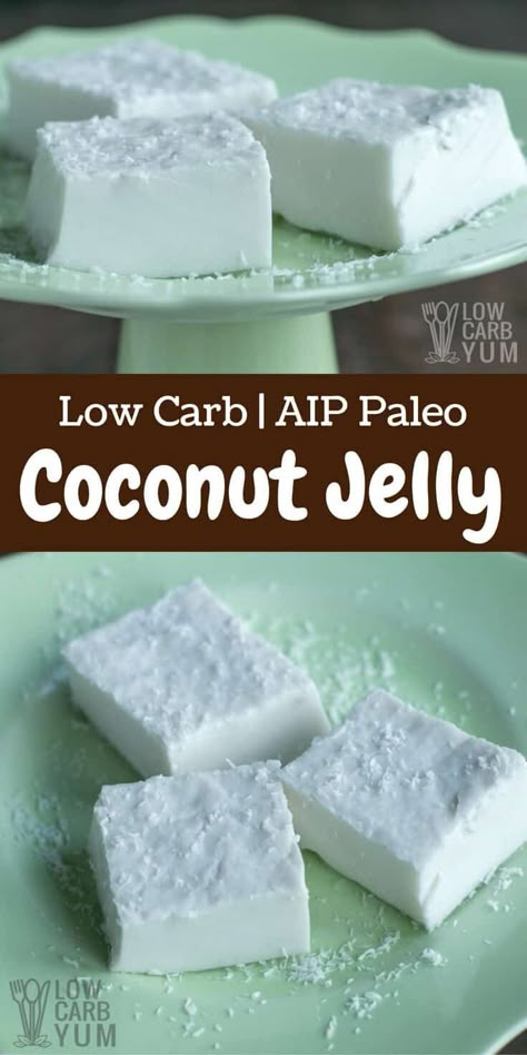 Coconut Gelatin Recipes, Grass Fed Gelatin, Coconut Jelly, Paleo Snack, Gelatin Recipes, Beef Gelatin, Postre Keto, Keto Friendly Desserts, Jello Recipes