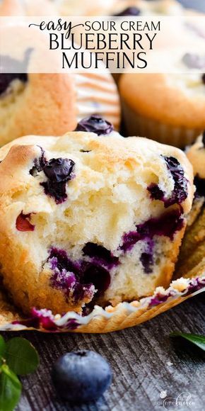 Sour Cream Blueberry Muffins, Sour Cream Muffins, Bakery Style Blueberry Muffins, Muffins Blueberry, Homemade Blueberry Muffins, Best Blueberry Muffins, Baking Stuff, Berry Muffins, Simple Muffin Recipe