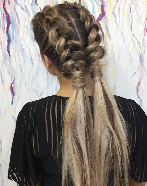 Dutch Braids Pigtails Loose Braid Hairstyles, Dutch Pigtail Braids, Half Braided Hairstyles, Braids Hairstyles Pictures, Pigtail Braids, Pigtail Hairstyles, Half Updo, Holiday Hairstyles, Braided Hairstyles Easy