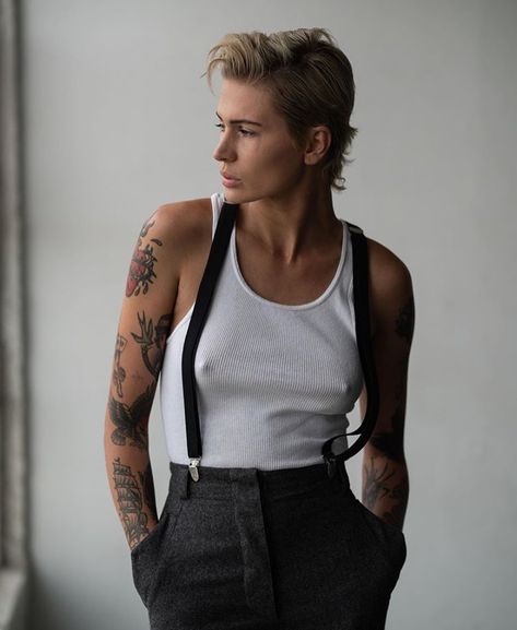 Tomboymodel on Instagram: �“@madspaige #tomboymodel #tomboy #model #tomboystyle #style #tomboygirl #lesbian #gay #bi #transgender #queer #genderqueer #nonbinary…” Tomboy Model, Queer Fashion Tomboys, Madison Paige, Genderqueer Fashion, Feminine Tomboy, Nonbinary People, Masc Women, Tomboy Look, Gender Fluid Fashion