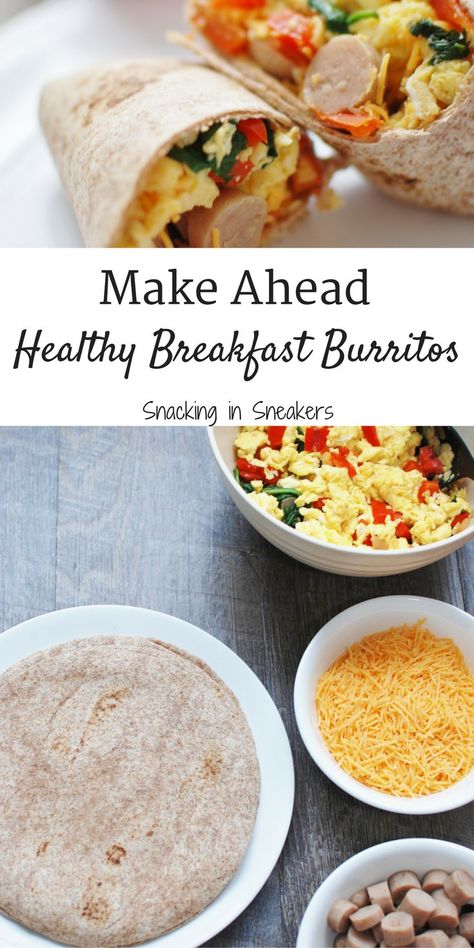 Looking for a healthy breakfast for meal prep?  These make ahead breakfast burritos are just what you need!  Nutritious and filling, this freezer meal includes veggies for vitamins and minerals as well as eggs and chicken sausage to pack in protein. Eggs And Chicken, Apartment Meals, John 21, Make Ahead Breakfast Burritos, Healthy Breakfast Burrito, Breakfast Burritos Frozen, Breakfast Burritos Recipe, Breakfast Casseroles, Cheap Healthy