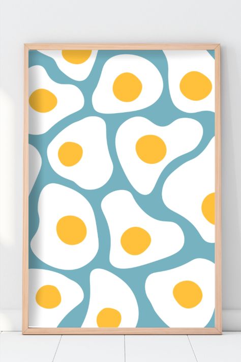 Colorful Illustration Art Graphics, Funky Art Illustration, Simple Shapes Painting, Diy Kitchen Painting Canvas, Cute Kitchen Paintings, Food Themed Kitchen Decor, Painting Ideas On Canvas Food, Painting Ideas For Kitchen Walls, Fun Wall Painting