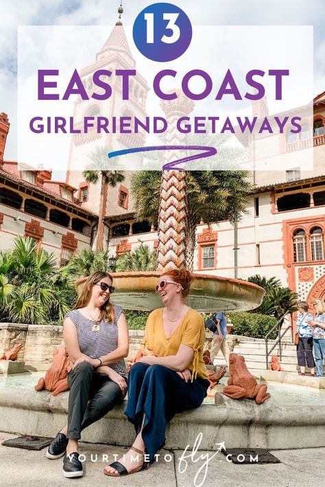 East Coast girls' weekend getaway destination ideas for your next girl's trip. Fun Girls Weekend Ideas, Mother Daughter Weekend Getaway Ideas, Spring Break Girls Trip, Best Girls Trip Destinations In The Us, Weekend Girls Trip Ideas, Fall Girls Trip, Girls Weekend Ideas, Girls Getaway Weekend, Girls Trip Ideas