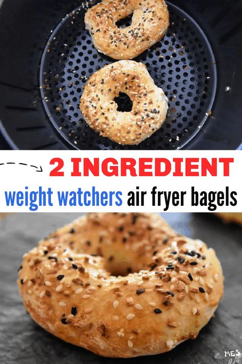 Ww Bagels Recipe, Two Ingredient Bagels, Air Fryer Bagels, 2 Ingredient Bagels, Weight Watchers Air Fryer, Ww Bread, Bagel Recipe Easy, Ww Ideas, Bagels Recipe