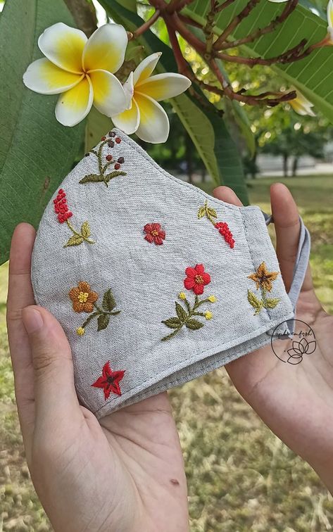 Ready to ship 3 Layer Floral Mask/ Hand Embroidery Mask/ | Etsy Embroidery Mask Design, Embroidery On Mask, Embroidery Mask, Mask Embroidery, Floral Mask, Embroidery Videos, Hand Embroidery Projects, Hand Embroidery Flowers, Embroidery Flowers Pattern