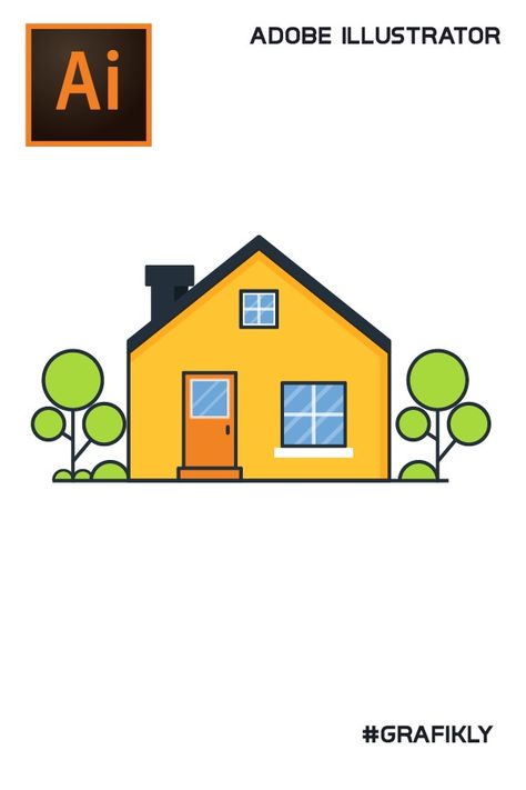 Learn Adobe illustrator Adobe Illustrator Lessons, Learn Adobe Illustrator, Make Emoji, Flat House Design, Learning Adobe Illustrator, Flat House, Adobe Animate, Geometric Illustration, Illustration Art Design