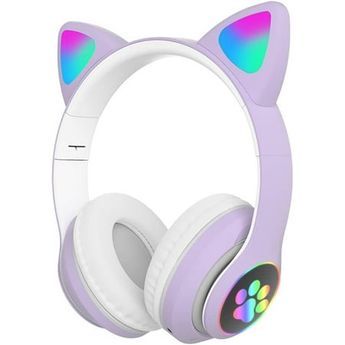 Wireless Over-Ear Headphones with Microphone, Bluetooth Cat Ear Headphones for Kids Teens Adults Girls Women (Purple) TOKANI Wireless Bluetooth Headphones with Microphone for Kids & Adults With lovely trendy cat ears and cat paw design, these cat ear headphones for kids & girls & women, providing Hi-Fi stereo sound, let you lose yourself in music or audiobook. The headband with soft padding resting on the head is stretchable to fit different head sizes, accompanying kids to grow up. 4 Different Cat Ear Headset, Cat Headphones, Head Phone, Head Phones, Cute Headphones, Kids Headphones, Headphones Design, Wireless Gaming Headset, Headphones With Microphone