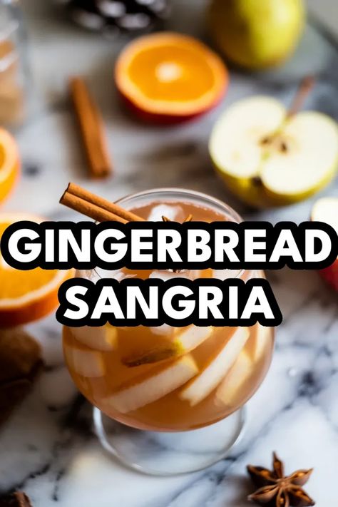 A photo of a  Gingerbread Sangria a gingerbread christmas cocktails Gingerbread Drinks Alcohol, Best Holiday Cocktails, Gingerbread Cocktail, Christmas Drink Recipes, Christmas Sangria Recipes, Cranberry Sangria, Christmas Drinks Alcohol Recipes, Holiday Sangria, Christmas Sangria