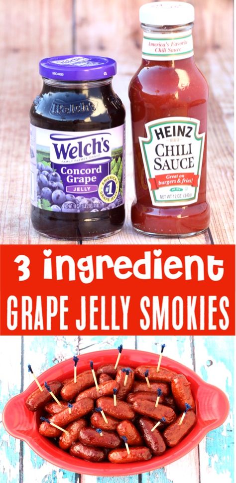 Grape Jelly Smokies, Little Smokies Crockpot, Smokies Crockpot, Grape Jelly Chili Sauce, Grape Jelly Recipe, Lil Smokies Recipes, Dessert Nouvel An, Little Smokies Recipes, Best Appetizers Ever