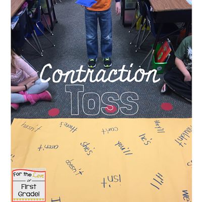 A Game of Contraction Toss Contraction Activities For 1st Grade, Contractions 2nd Grade, Contractions First Grade, Reading Games For 2nd Grade, Contraction Games, Contractions Activities, Spelling Ideas, Classroom Clock, First Grade Words